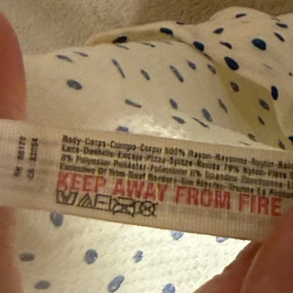 Free People Intimately Free Ivory Makin Waves Bell Sleeve Cream Blue bodysuit M - Picture 7 of 12